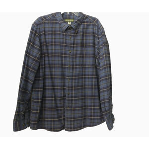 VTG Eddie Bauer Shirt Mens XL Flannel Blue Plaid Cotton Button Down